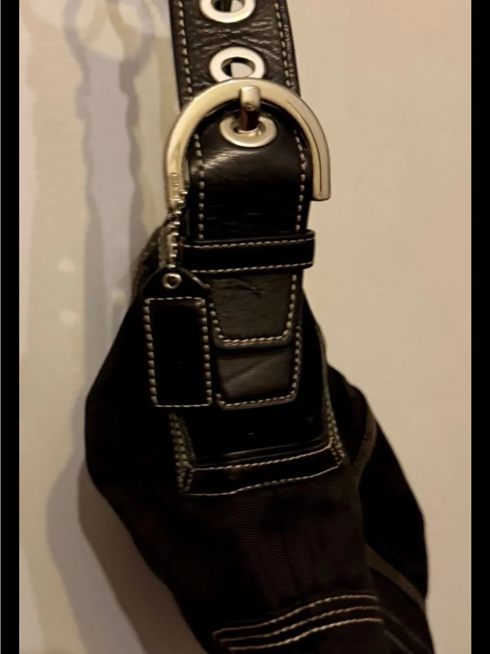 Vintage Coach Soho Signature Jacquard Hobo Bag Braided Strap Black Y2K